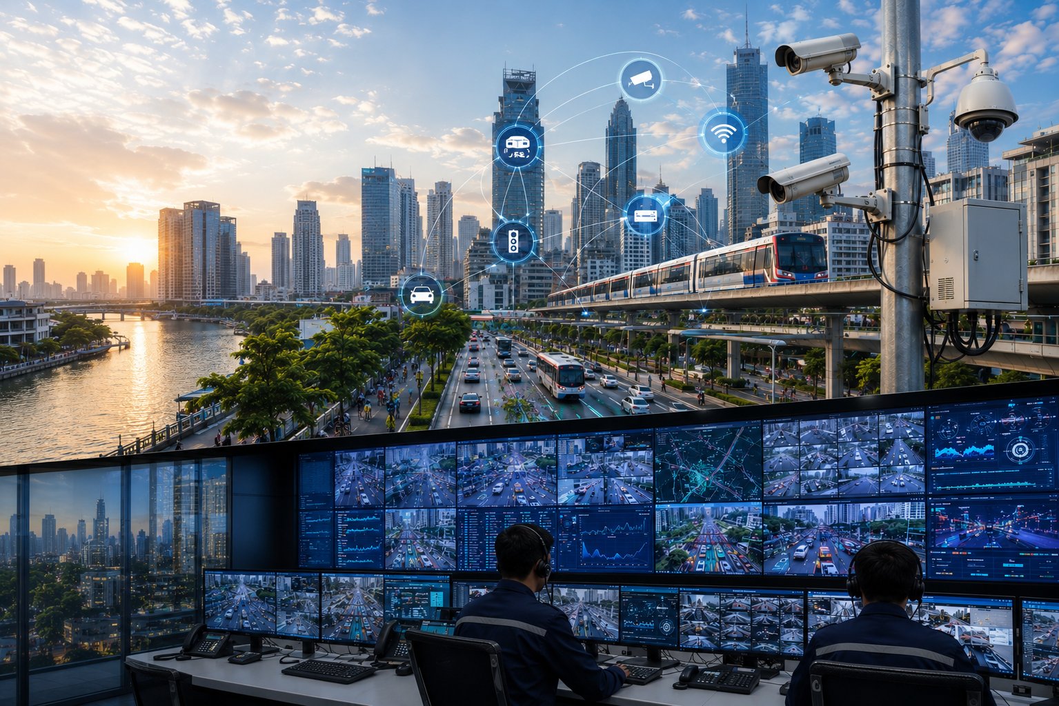 ศูนย์ควบคุมและเฝ้าระวังจราจร CCTV กรุงเทพมหานคร — ระบบเฝ้าระวังด้านความปลอดภัยในชีวิต ทรัพย์สิน และการเดินทาง